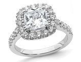 2.60 Carat (ctw) Cushion-Cut Synthetic Moissanite Halo Engagement Ring in 14K White Gold